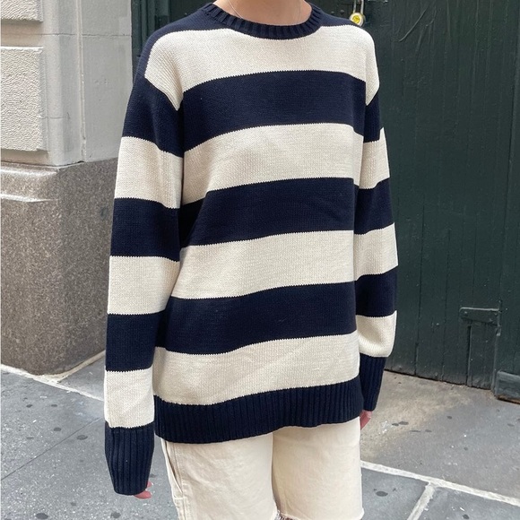 BRIANNA COTTON THICK STRIPE SWEATER - Picture 1 of 4